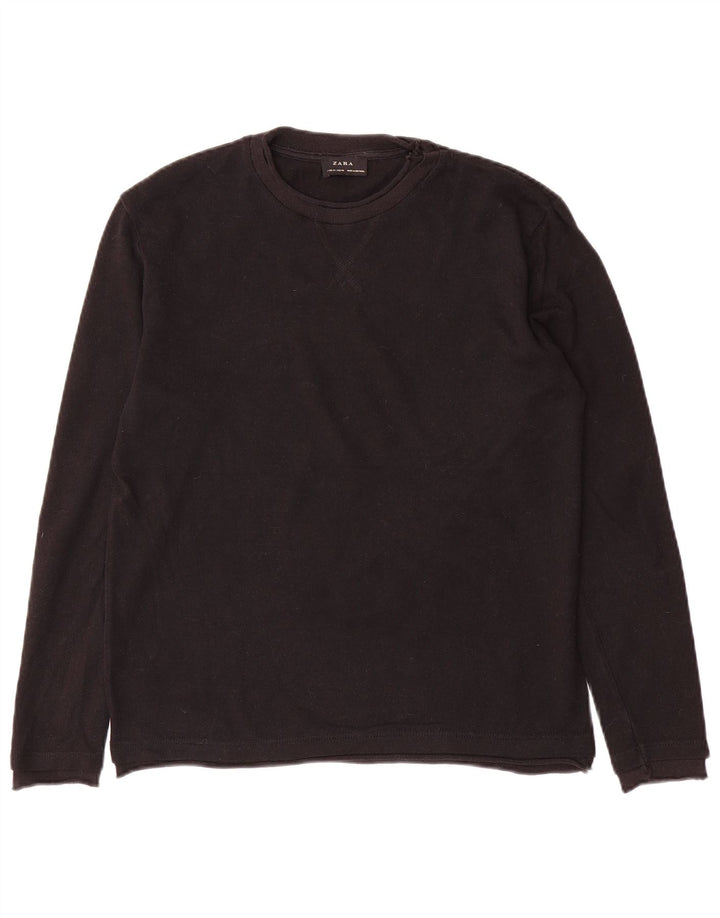 Zara Herren-Pullover mit Rundhalsausschnitt, Mittelschwarz