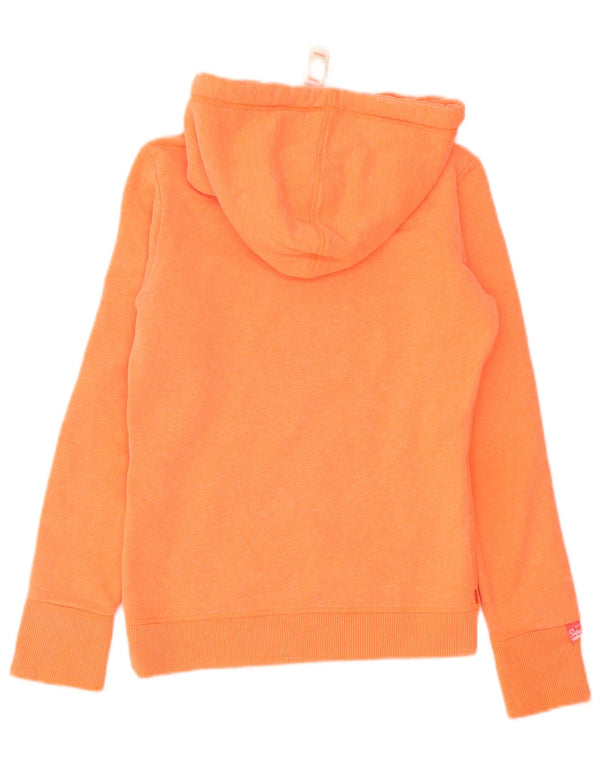 Superdry Damen Graphic Hoodie Pullover UK 6 XS Orange Baumwolle