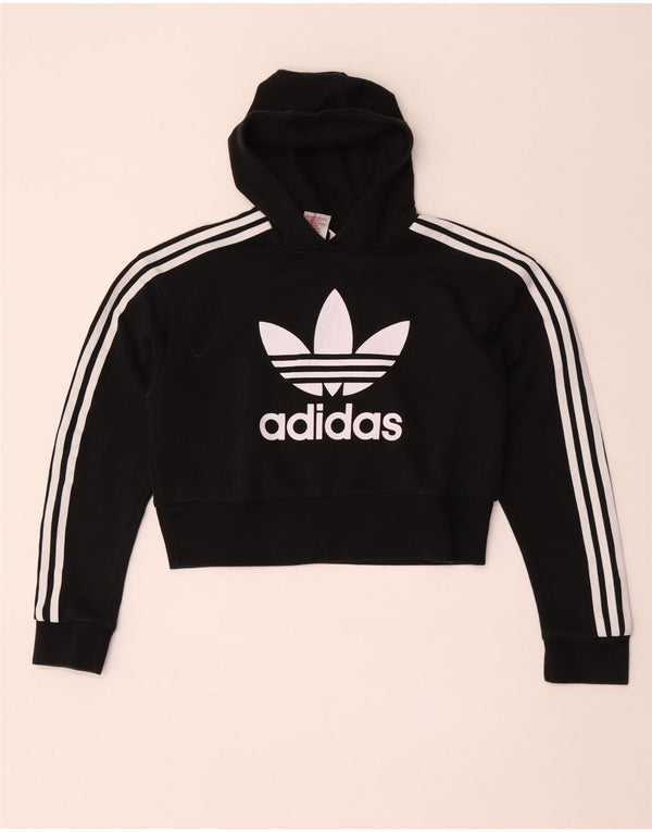 Adidas Mädchen Graphic Crop Hoodie Pullover 12–13 Jahre, schwarze Baumwolle