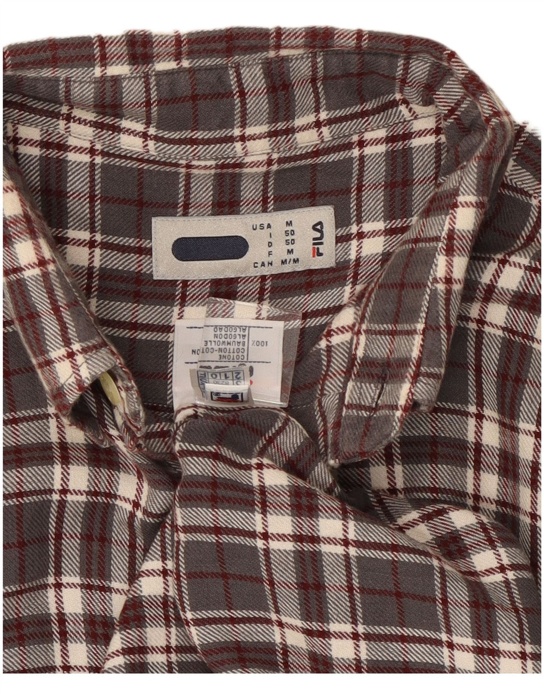 Fila Herren-Flanellhemd, mittelgrau, kariert, Baumwolle