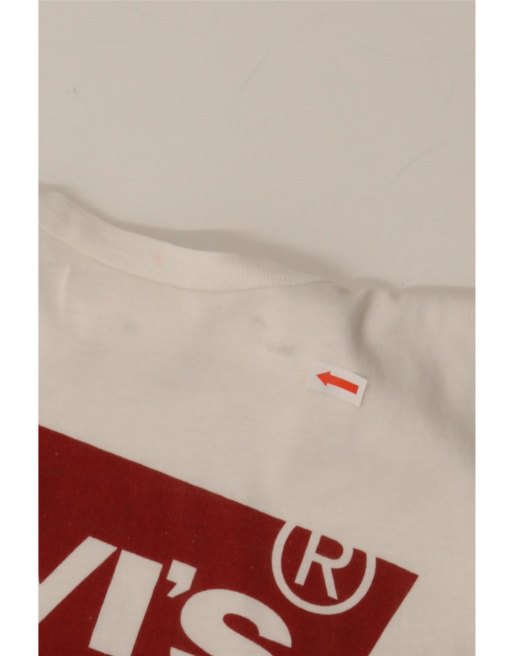 LEVI'S Womens Graphic T-Shirt Top UK 12 Medium White Cotton Vintage Levi's and Second-Hand Levi's from Messina Hembry 