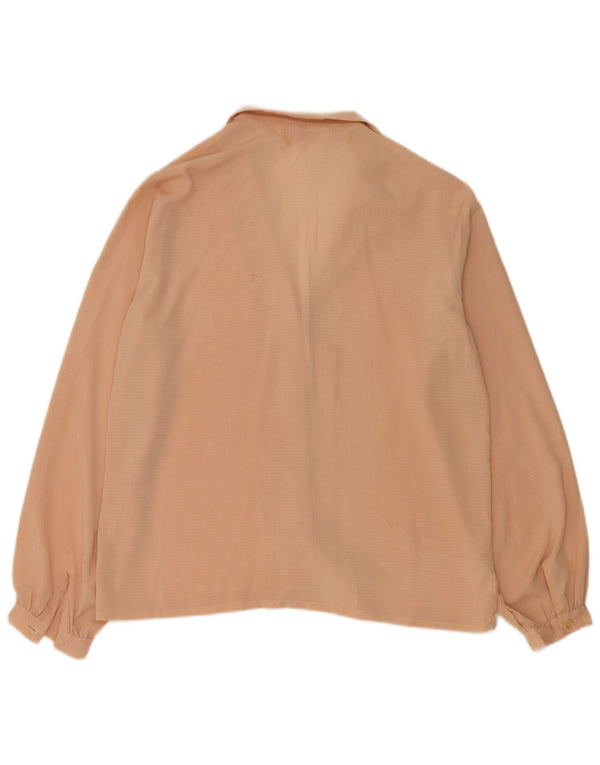 Vintage Damen Hemdbluse UK 14 Mittelbeige gefleckt