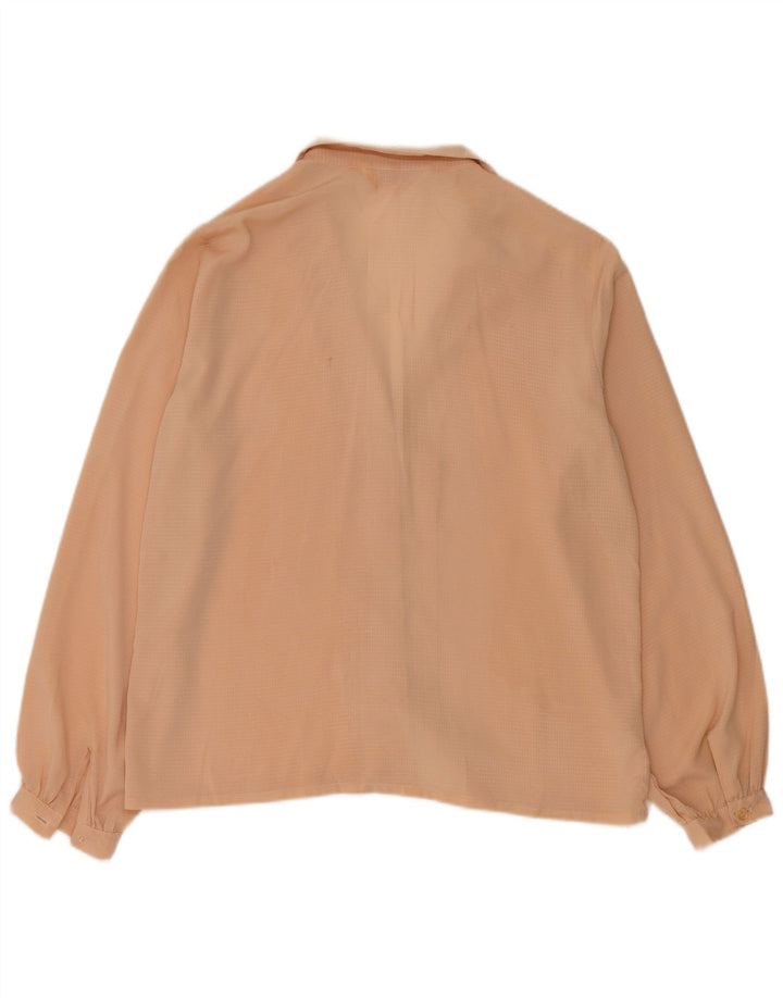 Vintage Damen Hemdbluse UK 14 Mittelbeige gefleckt