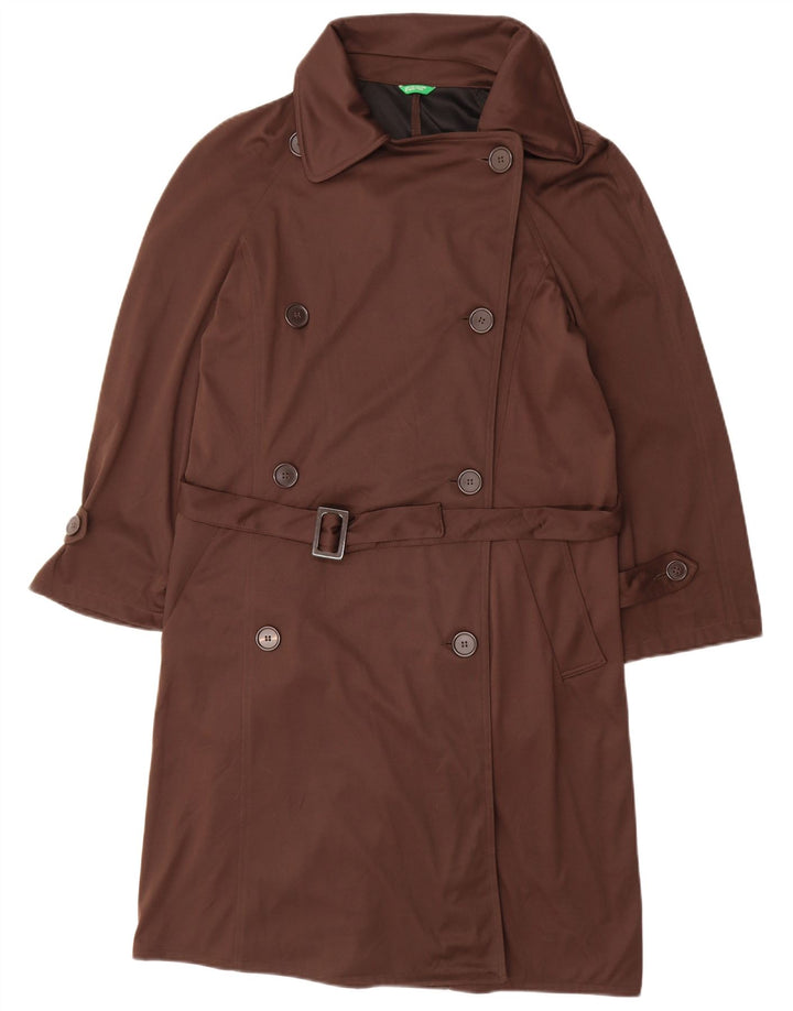 BENETTON Damen Trenchcoat UK 14 Mittelbraunes Polyester