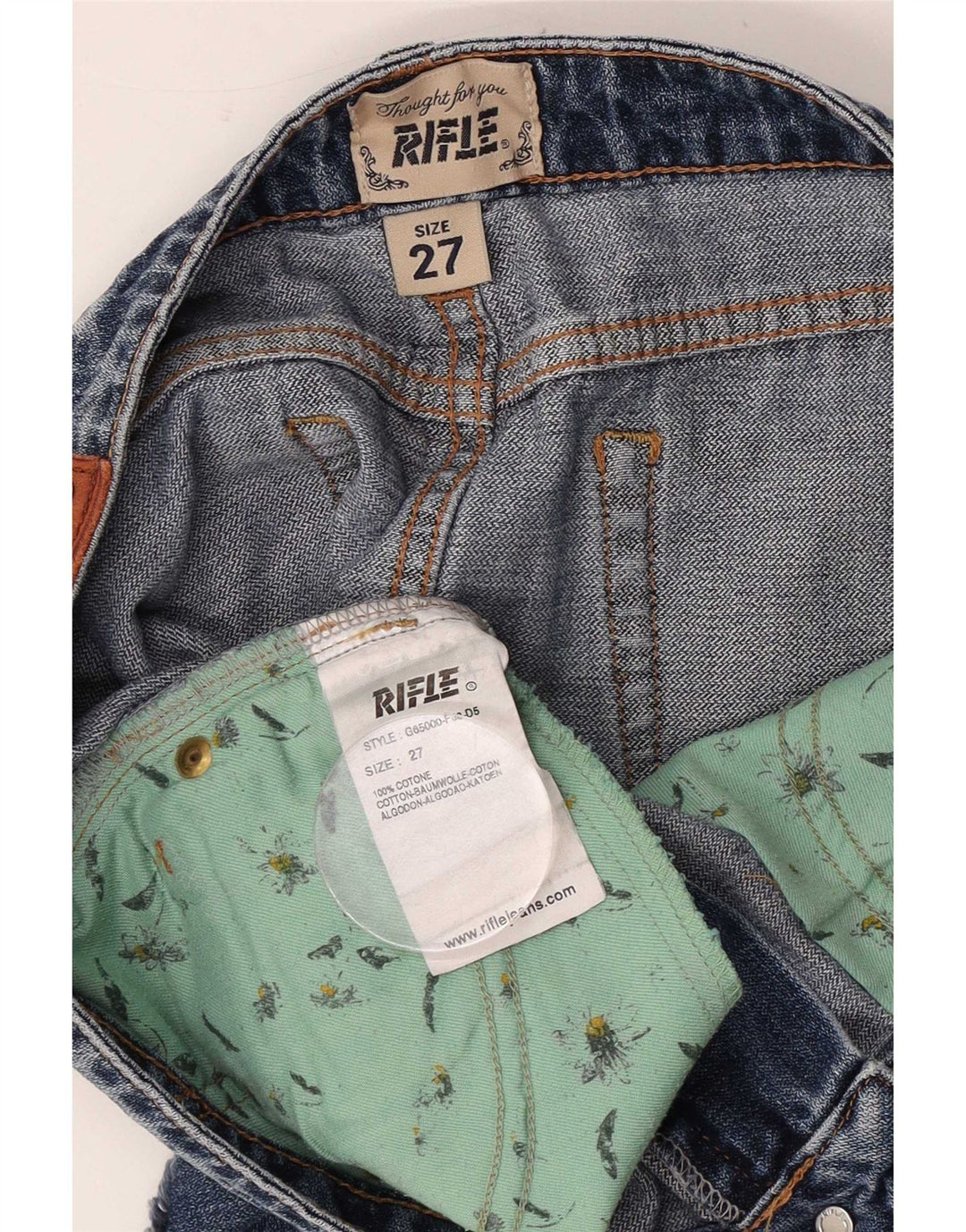 Rifle Damen Mini-Jeansrock W27 Small Blaue Baumwolle