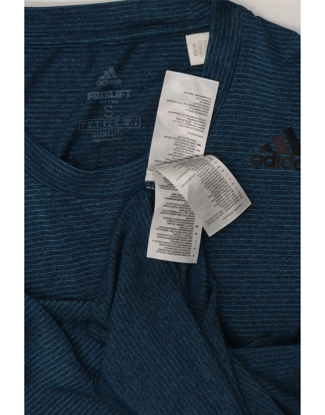Adidas Herren Climalite T-Shirt Top Small Marineblau gestreift Polyester