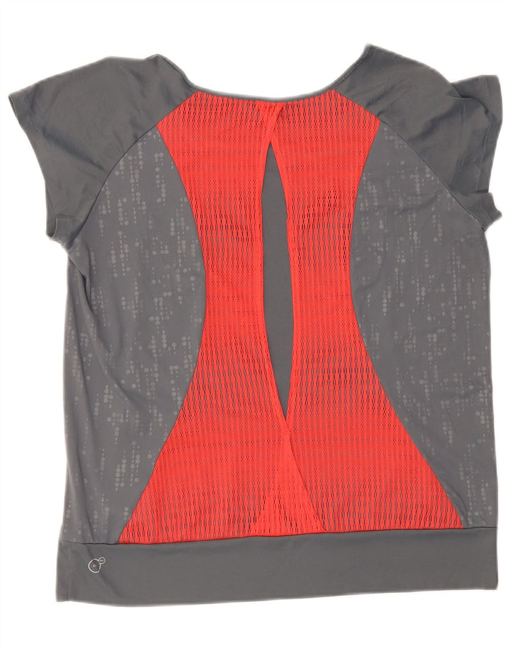 Puma Damen T-Shirt Top UK 16 Large Grau geflecktes Polyester
