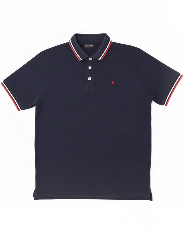 Jack & Jones Herren Poloshirt XL Marineblau gestreift aus Baumwolle