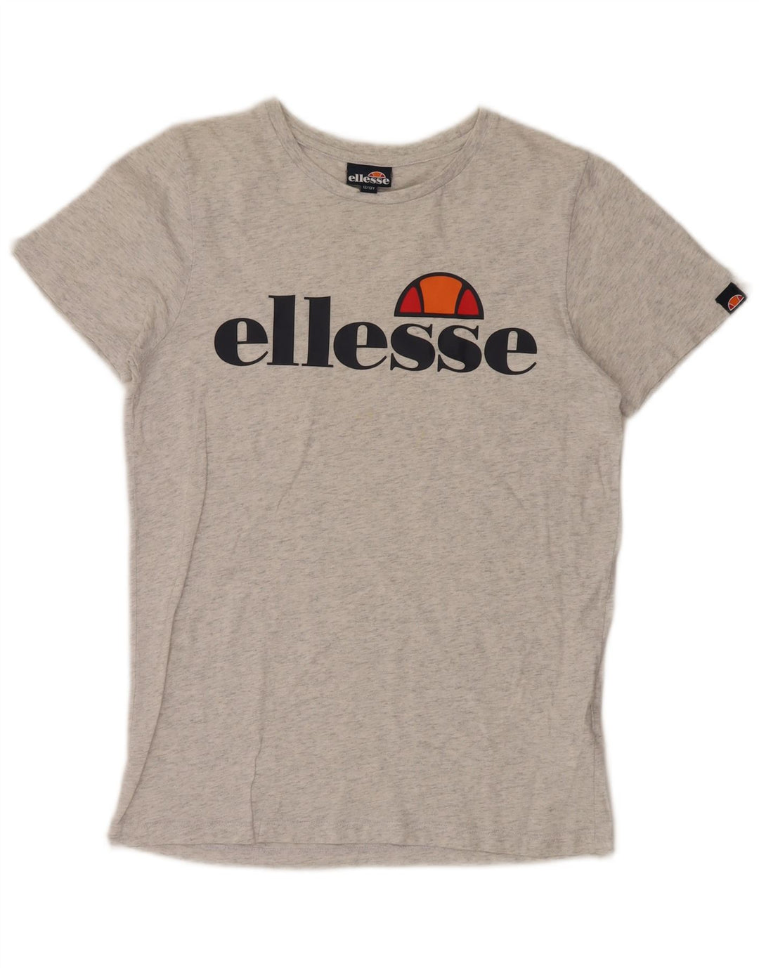 ELLESSE Grafik-T-Shirt-Oberteil für Mädchen, 12–13 Jahre, grau gesprenkelte Baumwolle