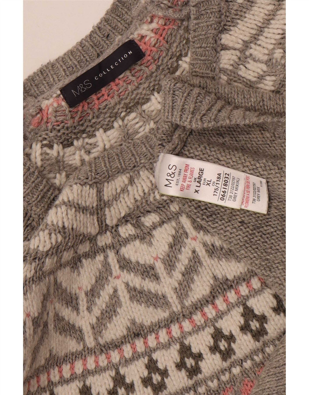 Marks & Spencer Damen-Snowflake-Pullover mit Rundhalsausschnitt, Gr. 18, XL, Grau