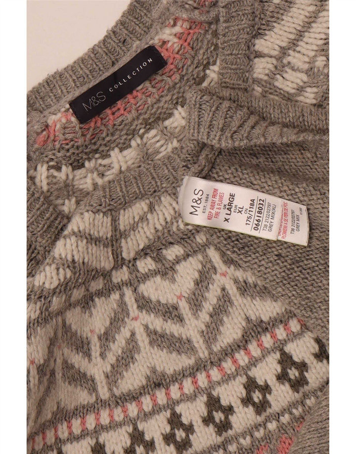 Marks & Spencer Damen-Snowflake-Pullover mit Rundhalsausschnitt, Gr. 18, XL, Grau