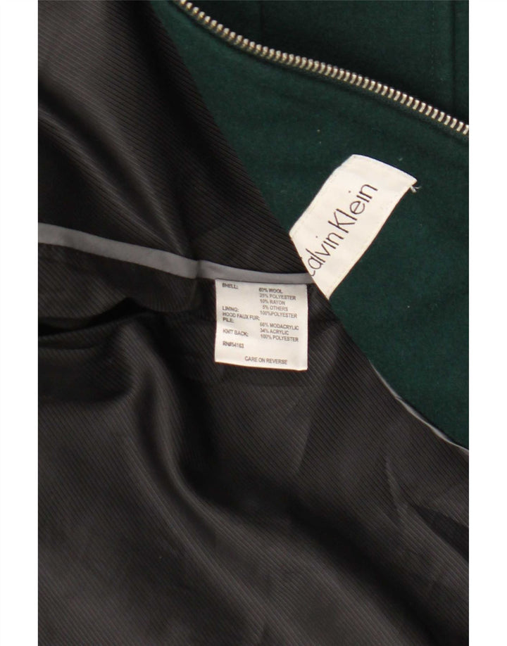 Calvin Klein Damen Trenchcoat UK 10 Small Grüne Wolle Classic