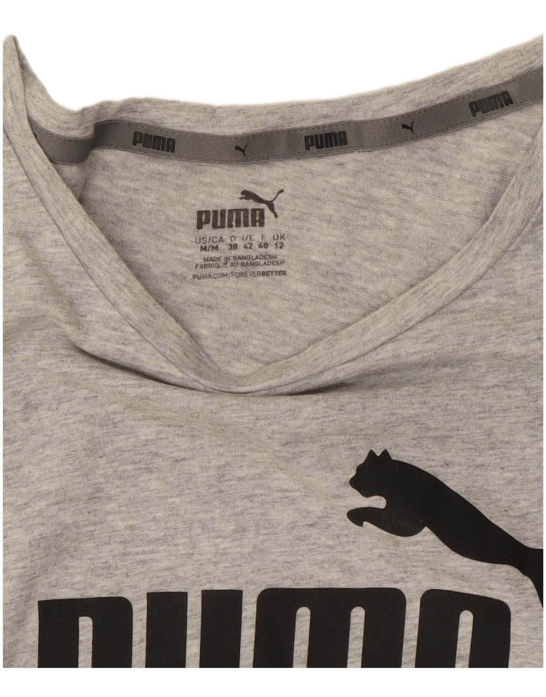 PUMA Damen Graphic T-Shirt Top UK 12 Mittelgrau meliert
