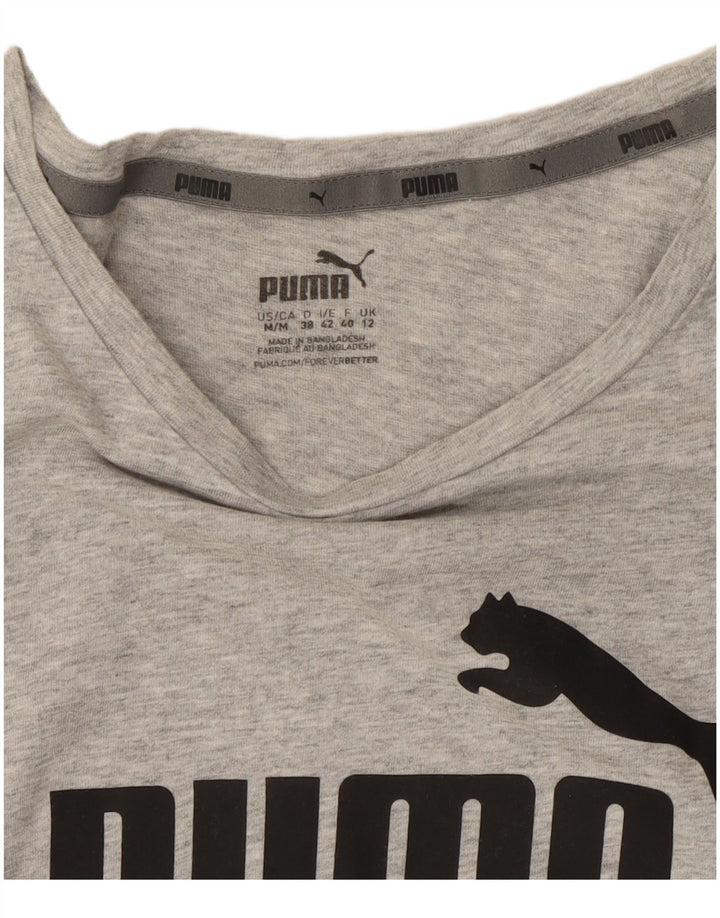 PUMA Damen Graphic T-Shirt Top UK 12 Mittelgrau meliert