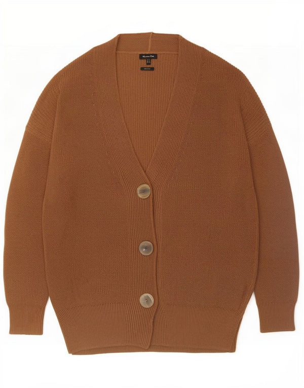 Massimo Dutti Damen Longline-Cardigan-Pullover UK 14 Mittelbraunes Polyester