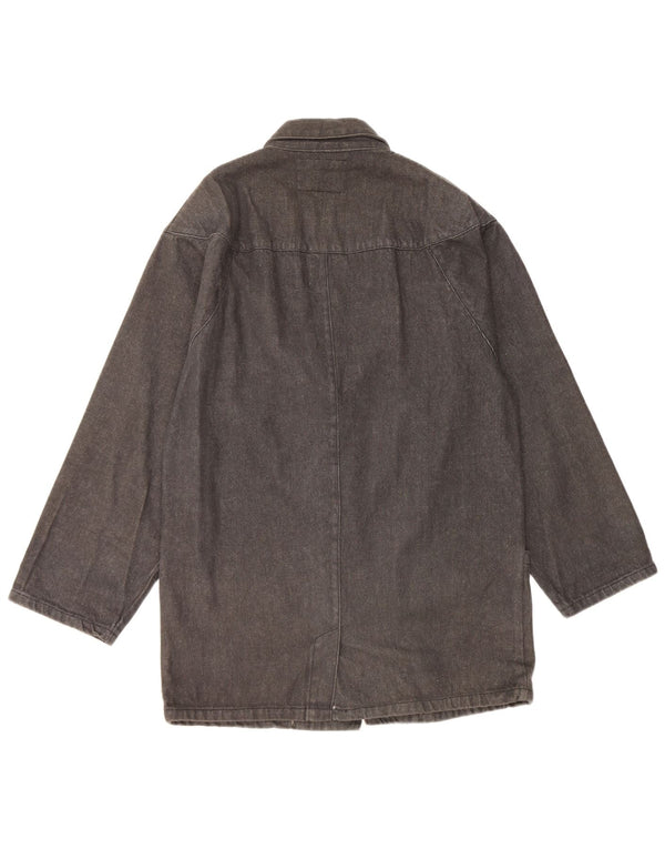 Vintage Damen Übergroßer Jeansmantel UK 14 Mittelschwarze Baumwolle
