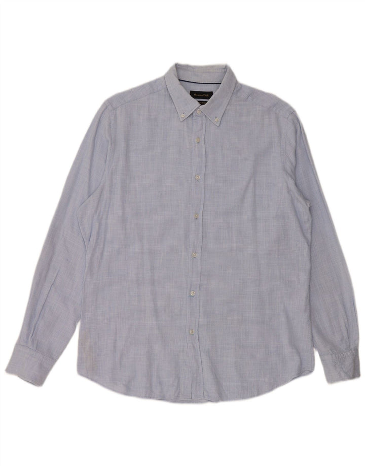 Massimo Dutti Herrenhemd, große blaue Baumwolle