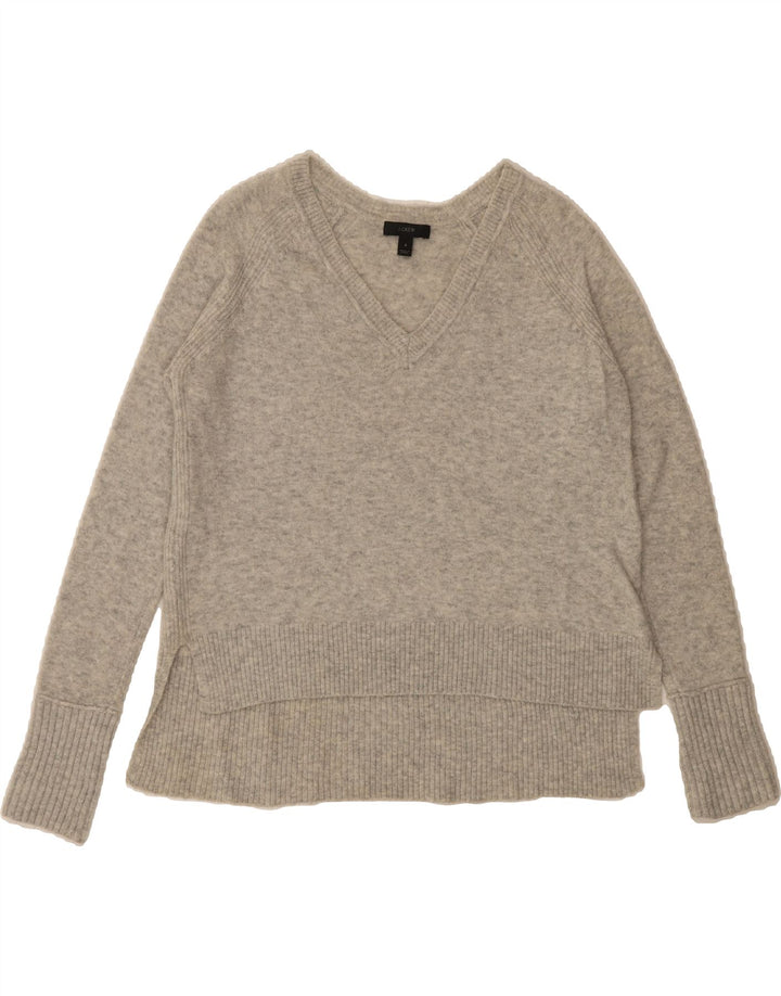J. CREW Womens Oversized V-Neck Jumper Sweater UK 10 Small Grey Flecked Vintage J. Crew and Second-Hand J. Crew from Messina Hembry 