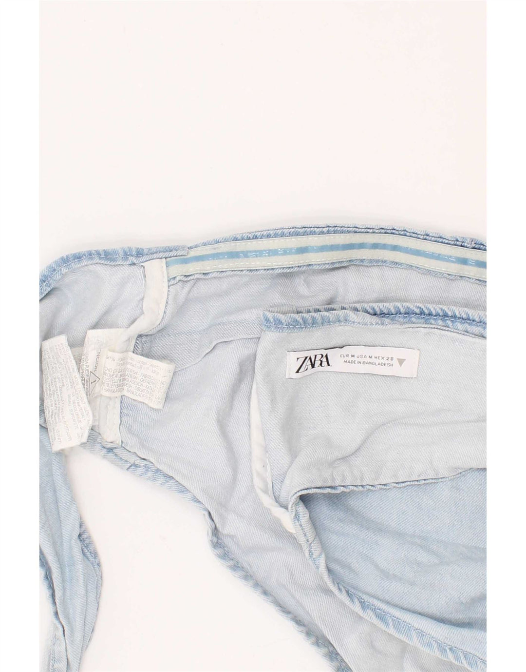 Zara Damen Denim Crop Top Mittelblaue Baumwolle