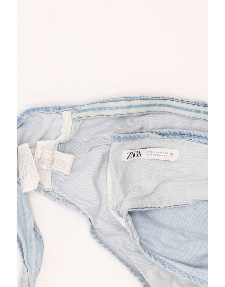Zara Damen Denim Crop Top Mittelblaue Baumwolle