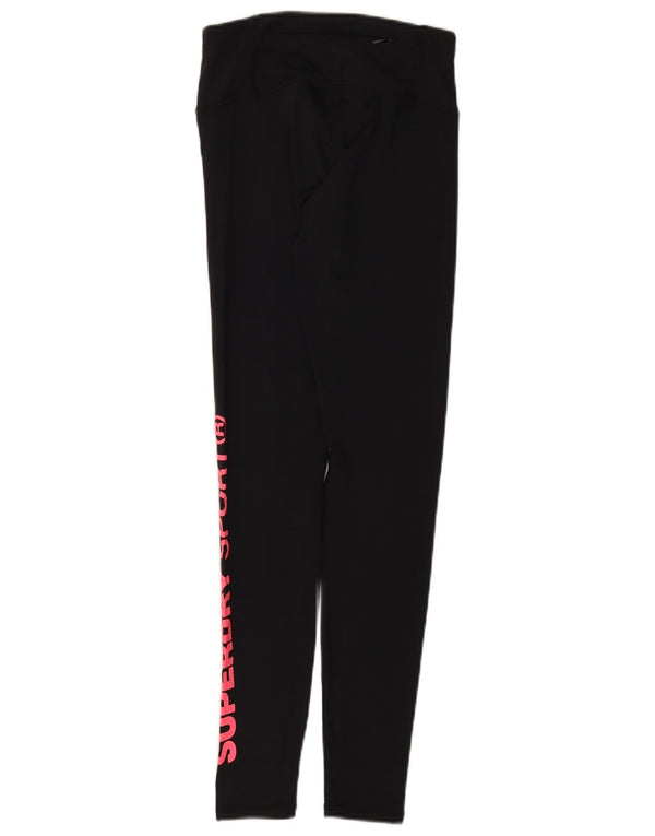 Superdry Damen Grafik-Leggings UK 8 Small Schwarz Polyester