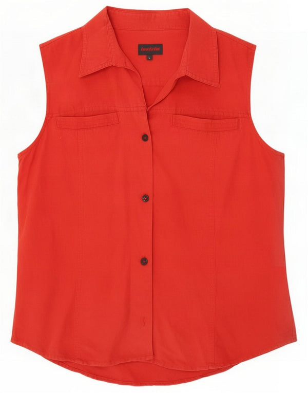 Invicta Damen ärmellose Hemdbluse UK 16 Large Red Linen