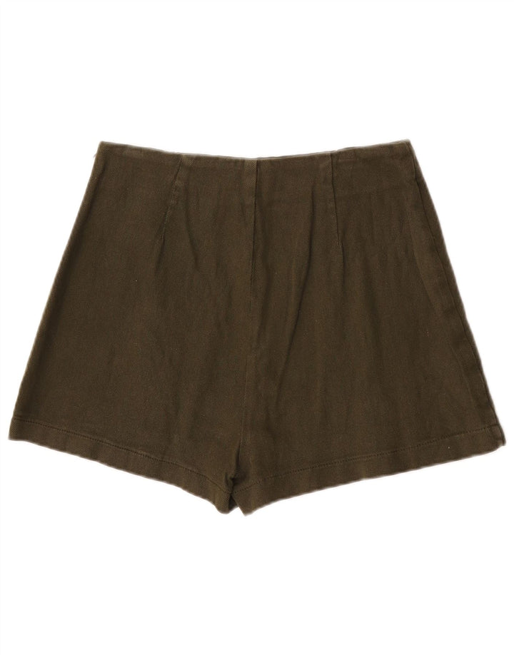 Zara Damen Hotpants XS W24 Khaki Baumwolle