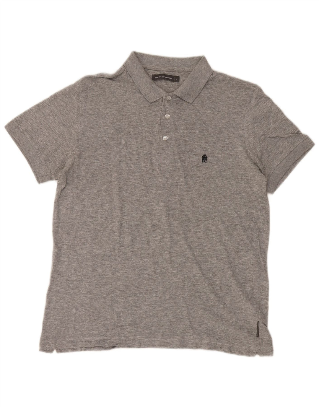 French Connection Herren-Poloshirt, große, grau gesprenkelte Baumwolle