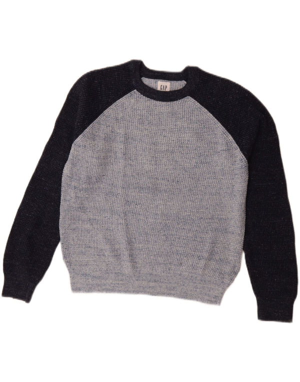 Gap Jungen-Pullover mit Rundhalsausschnitt, 11–12 Jahre, XL, blaue Farbblock-Baumwolle