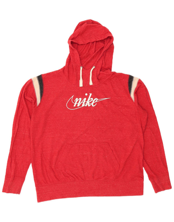 Nike Womens Graphic Hoodie Pullover UK 20 2XL Rote Colourblock-Baumwolle