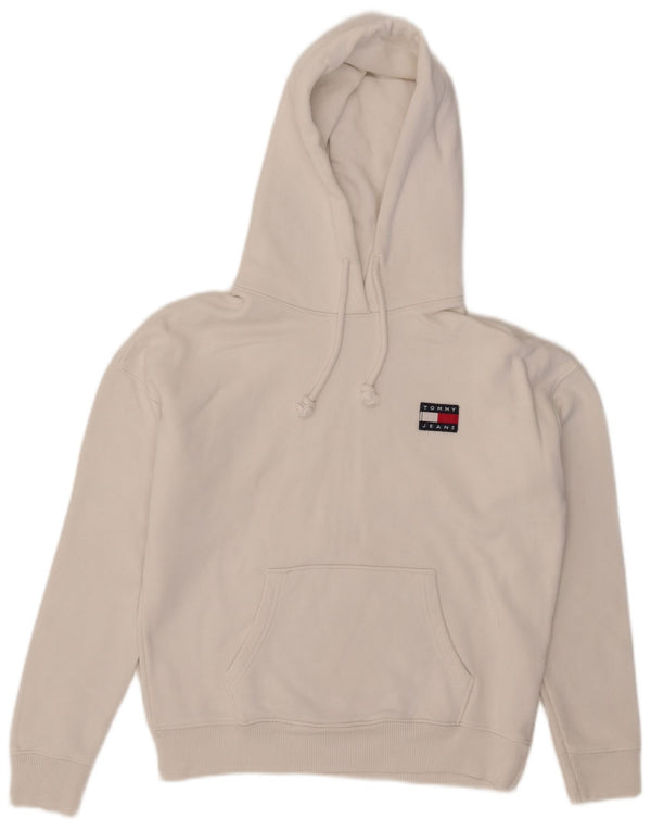 Tommy Hilfiger Damen-Pullover mit übergroßem Kapuzenpullover, Gr. 6, XS, weiße Baumwolle