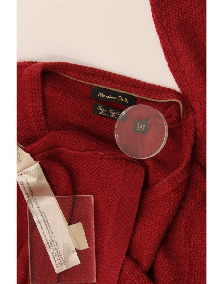Massimo Dutti Herren-Pullover mit Rundhalsausschnitt, große rote Baumwolle