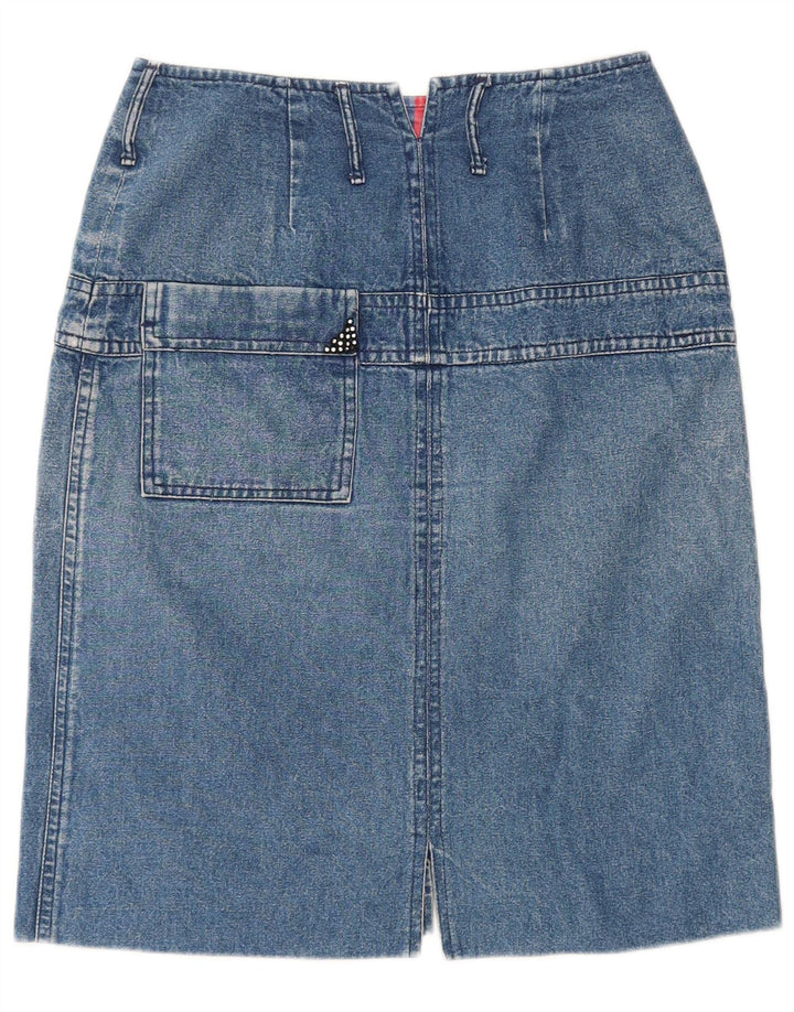 POP 84 Damen Jeansrock IT 42 Medium W28 Blaue Baumwolle
