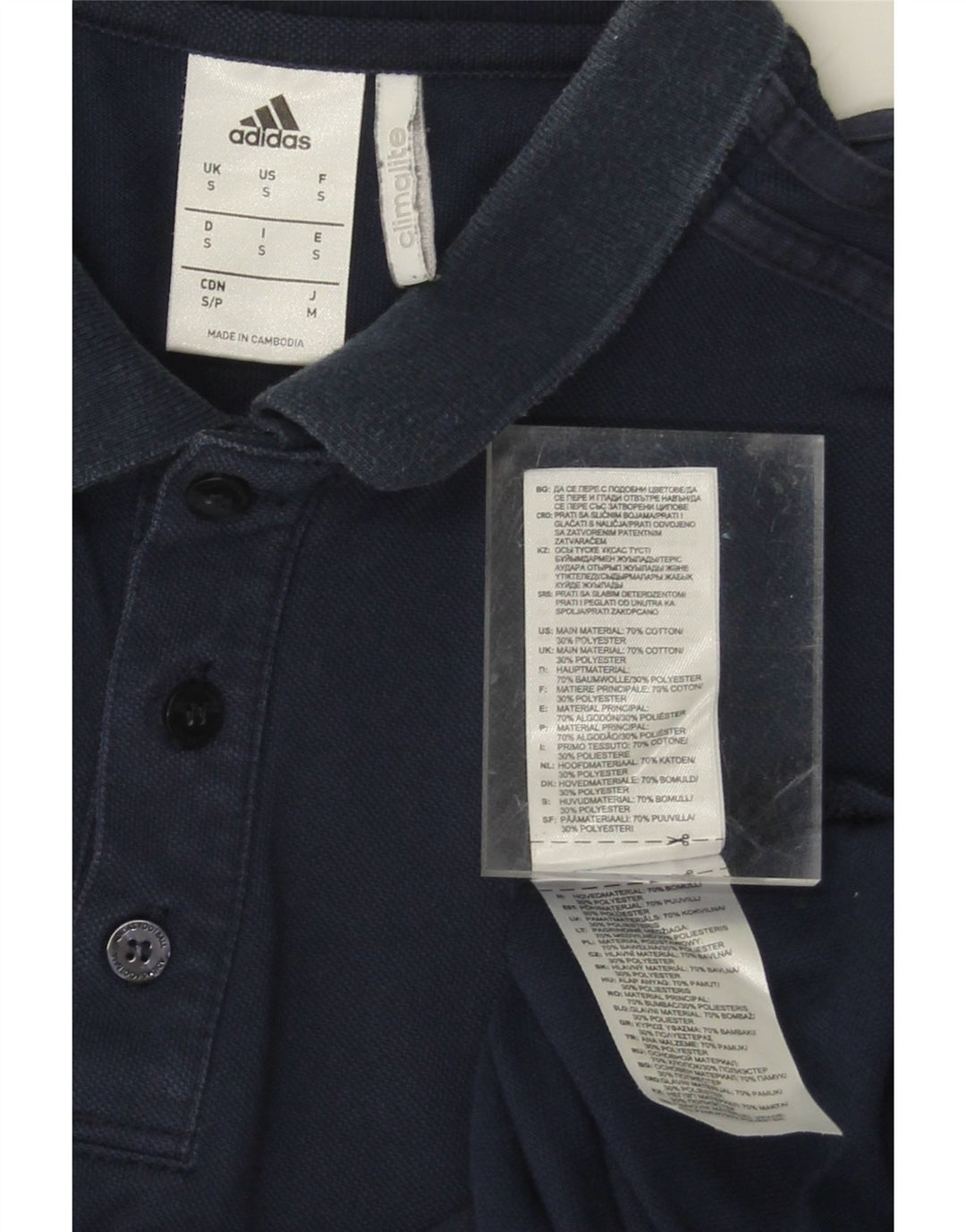 ADIDAS Mens Climalite Polo Shirt Small Navy Blue Cotton Vintage Adidas and Second-Hand Adidas from Messina Hembry 