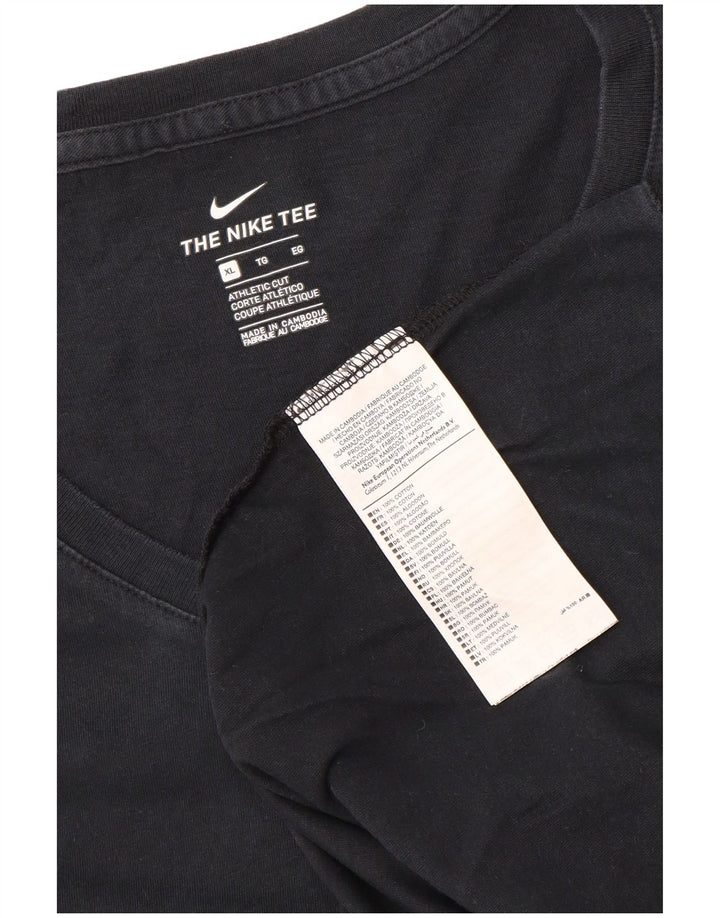 Nike Damen Athletic Cut T-Shirt Top UK 18 XL Schwarz Baumwolle