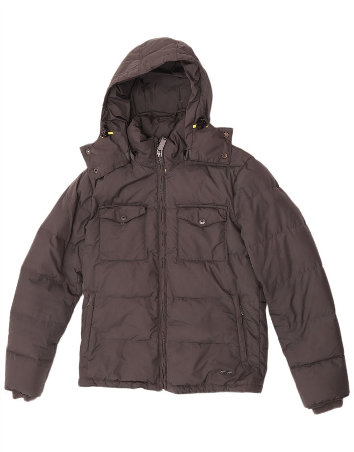 Sisley Herren-Jacke mit Kapuze, wattiert, UK 36, Größe S, grau, Polyester