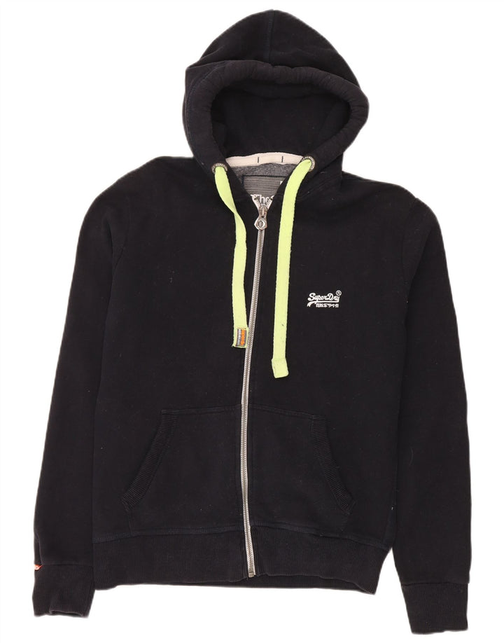 Superdry Herren-Kapuzenpullover mit Reißverschluss, mittelmarineblaue Baumwolle