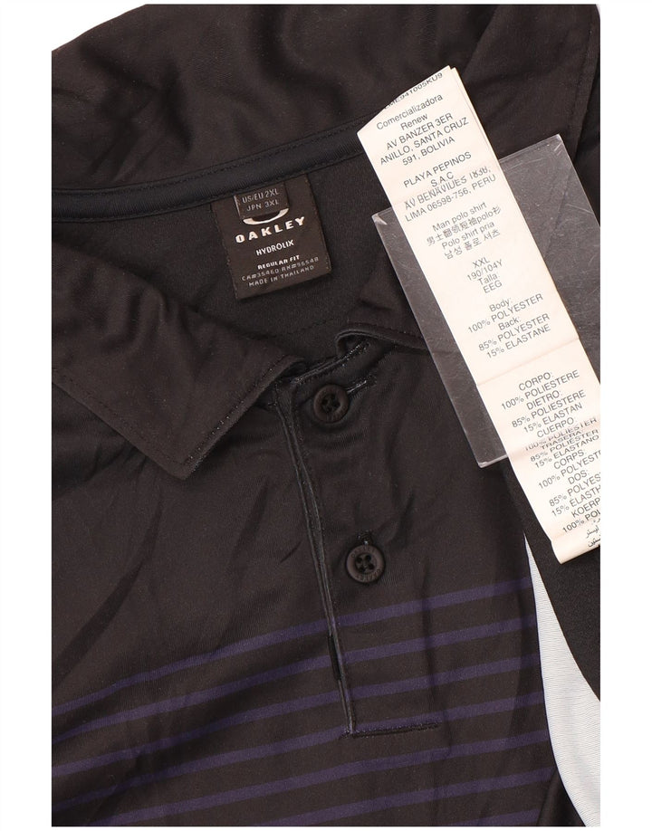 Oakley Herren-Poloshirt 2XL, schwarz gestreift, Polyester