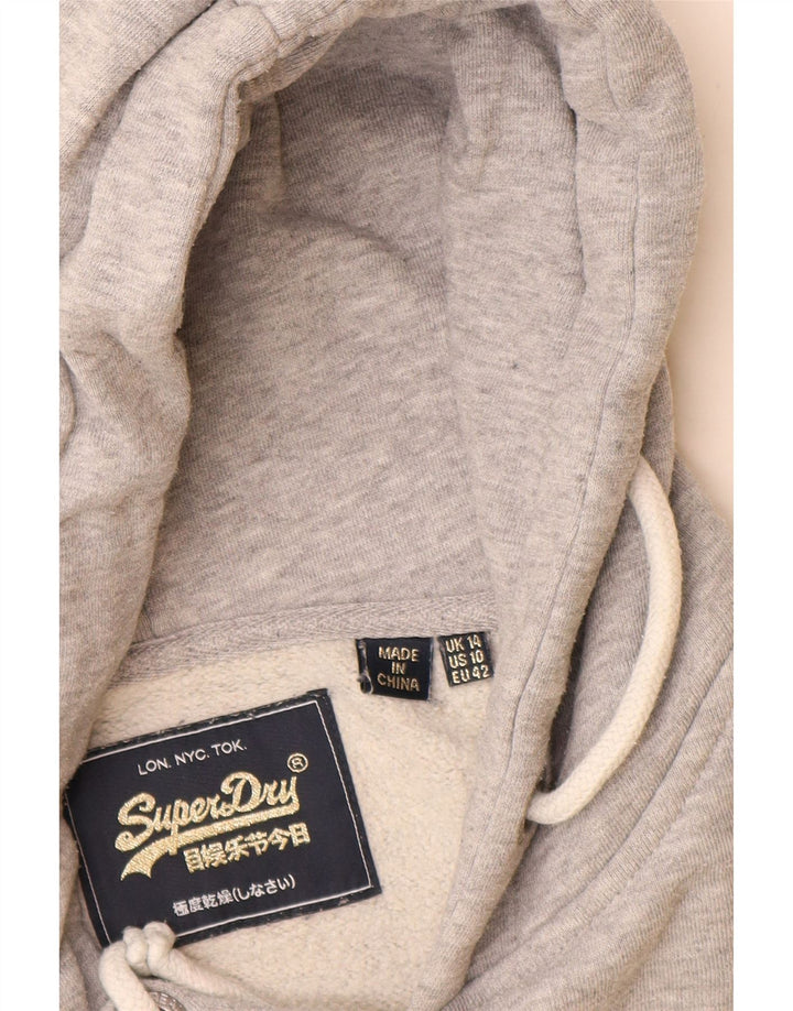 SUPERDRY Damen-Kapuzenpullover mit Grafik, UK 14, Größe L, grau meliert, Baumwolle