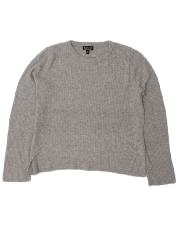 Topshop Womens Boat Neck Jumper Sweater UK 12 Medium Grey Viscose