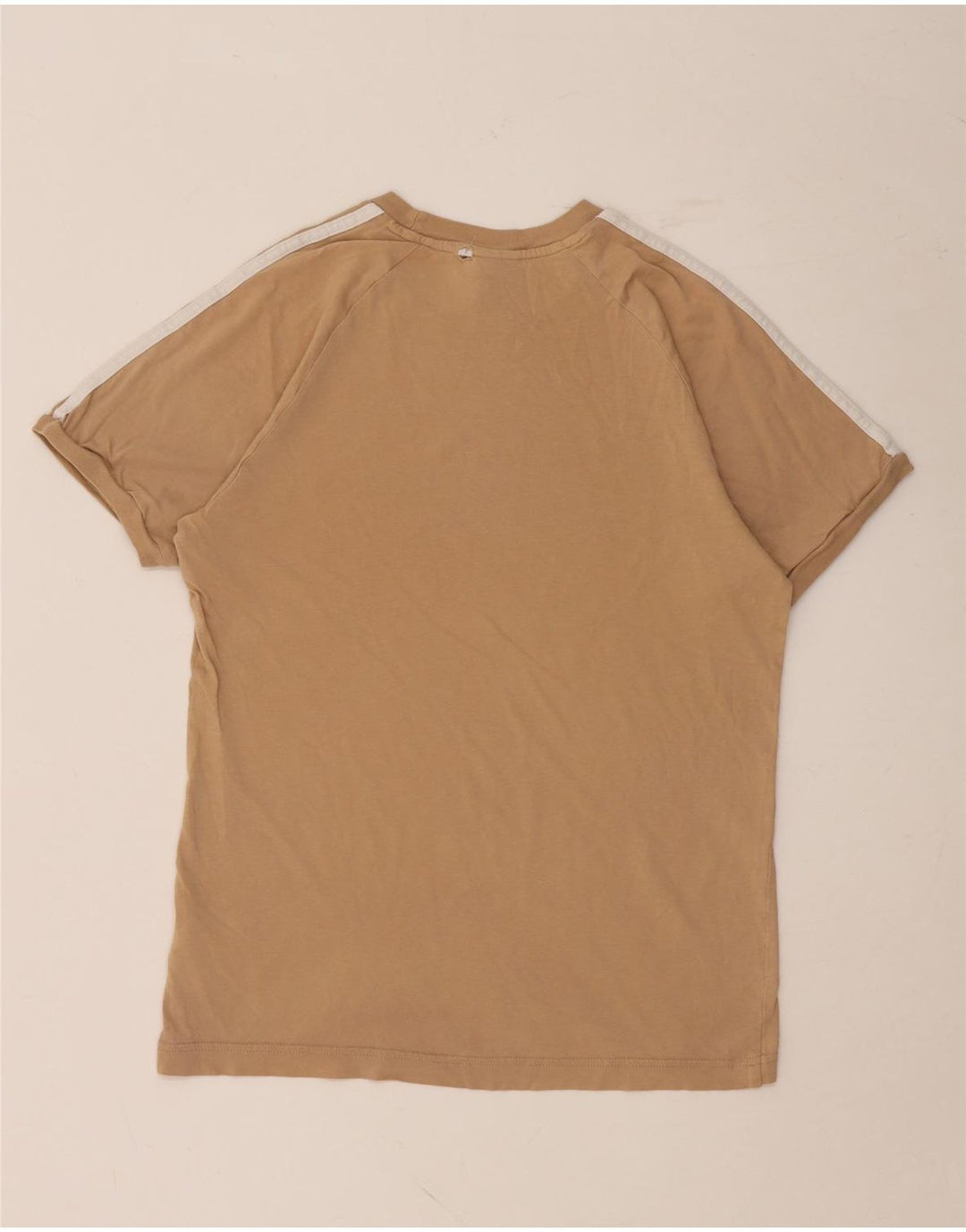 ADIDAS Damen T-Shirt Top UK 12 Mittelbeige Baumwolle