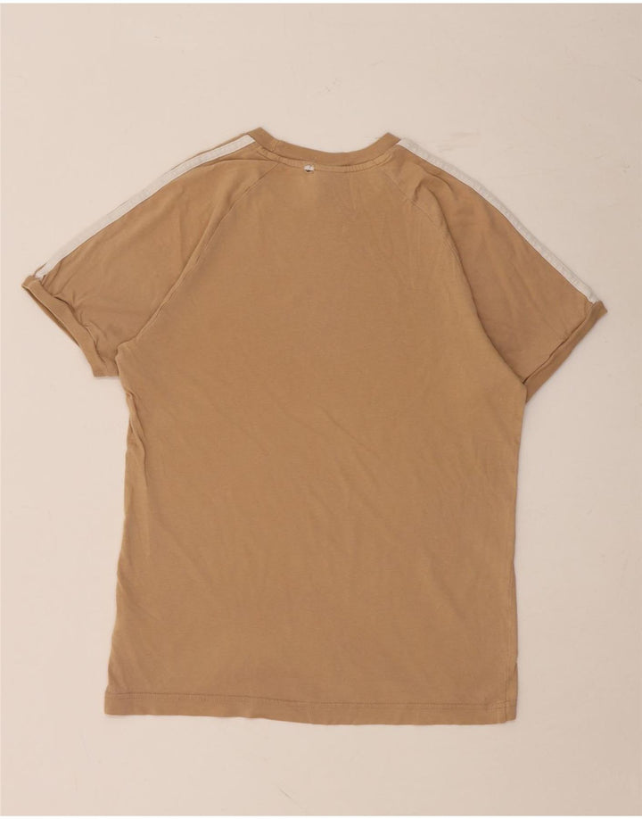 ADIDAS Damen T-Shirt Top UK 12 Mittelbeige Baumwolle