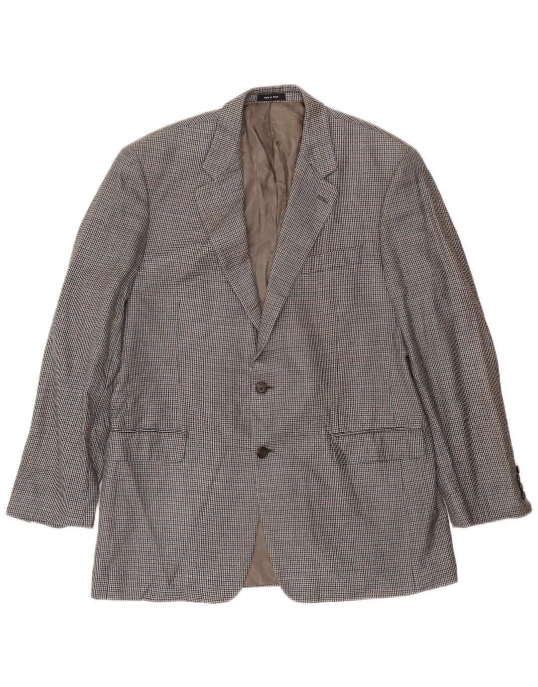 Ralph Lauren Herren-Blazer mit 2 Knöpfen, Gr. 42, groß, graue Hahnentritt-Seide