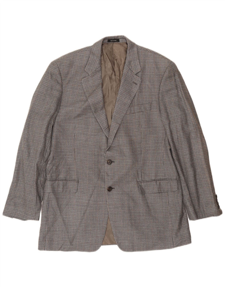 Ralph Lauren Herren-Blazer mit 2 Knöpfen, Gr. 42, groß, graue Hahnentritt-Seide