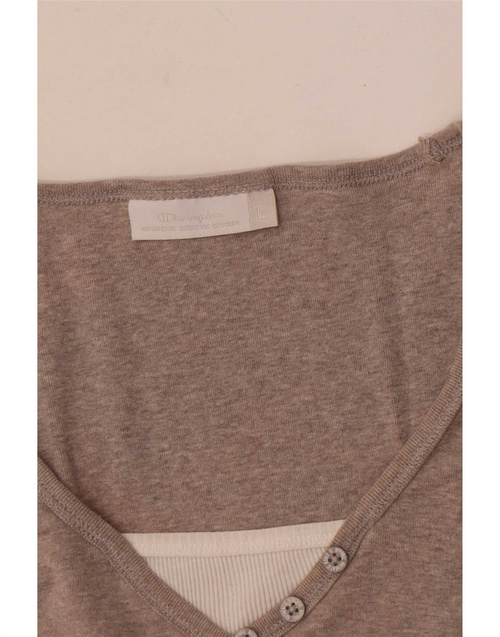 Champion Damen T-Shirt Top UK 14 Large Grau Farbblock