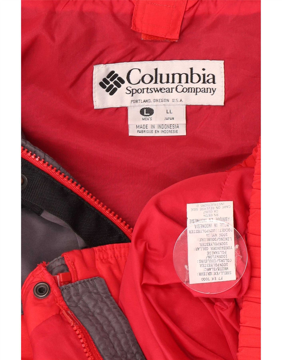 Columbia Herren-Windbreaker-Jacke in Übergröße, UK 40, Größe L, Rot, Farbblock