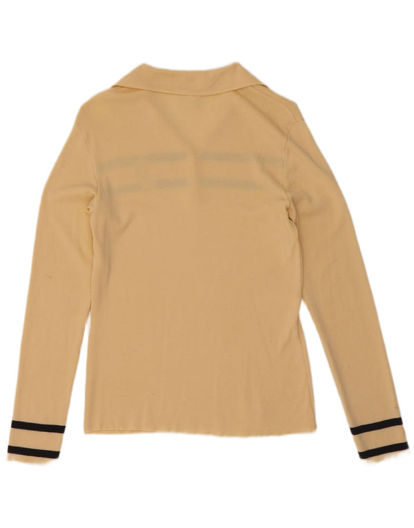 Paul & Shark Damen Langarm-Poloshirt UK 12 Mittelgelb gestreift