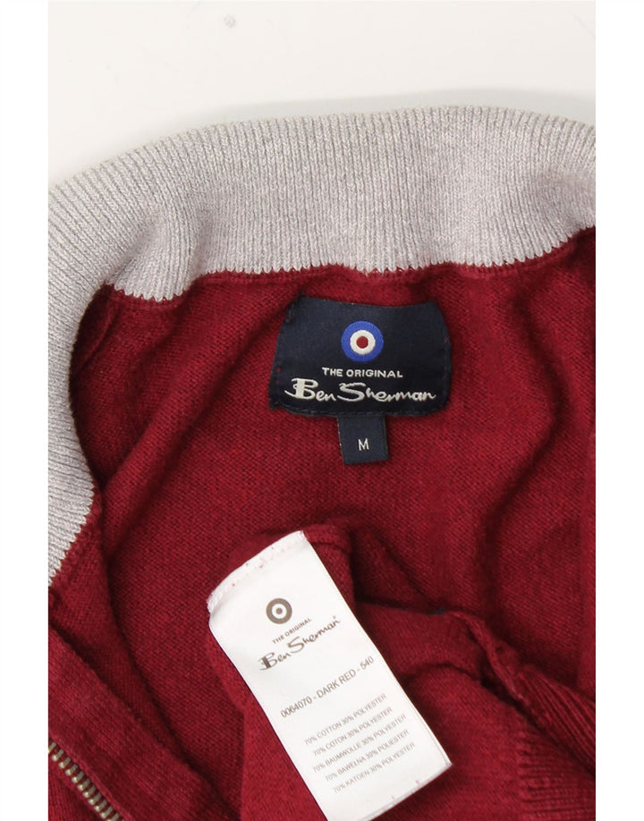 BEN SHERMAN Herren-Pullover mit Reißverschluss am Hals, mittlere kastanienbraune Baumwolle