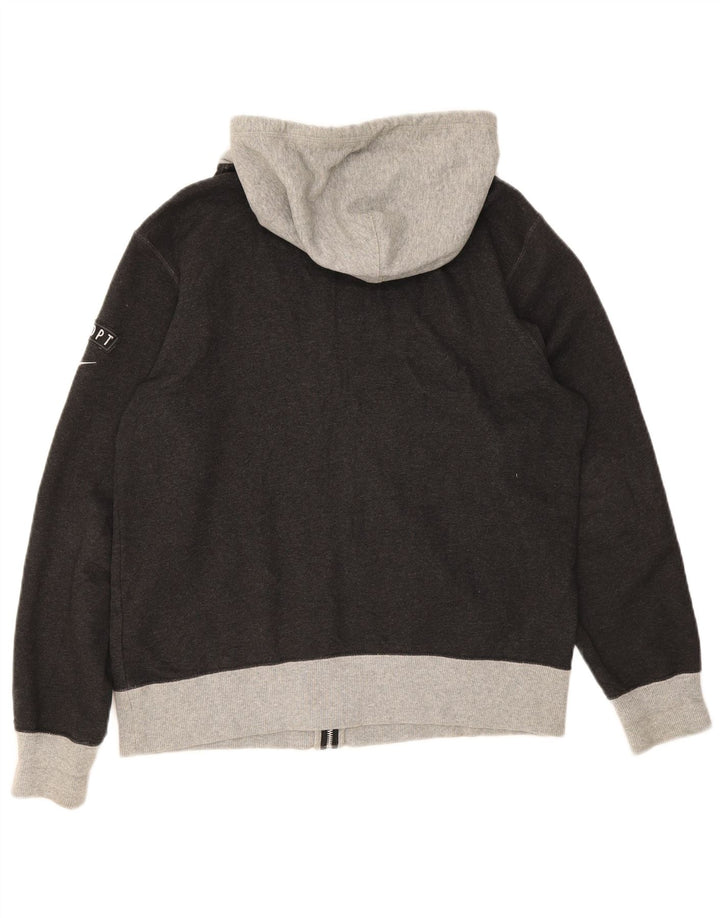 Nike Herren-Kapuzenpullover mit grafischem Reißverschluss, groß, graue Baumwolle