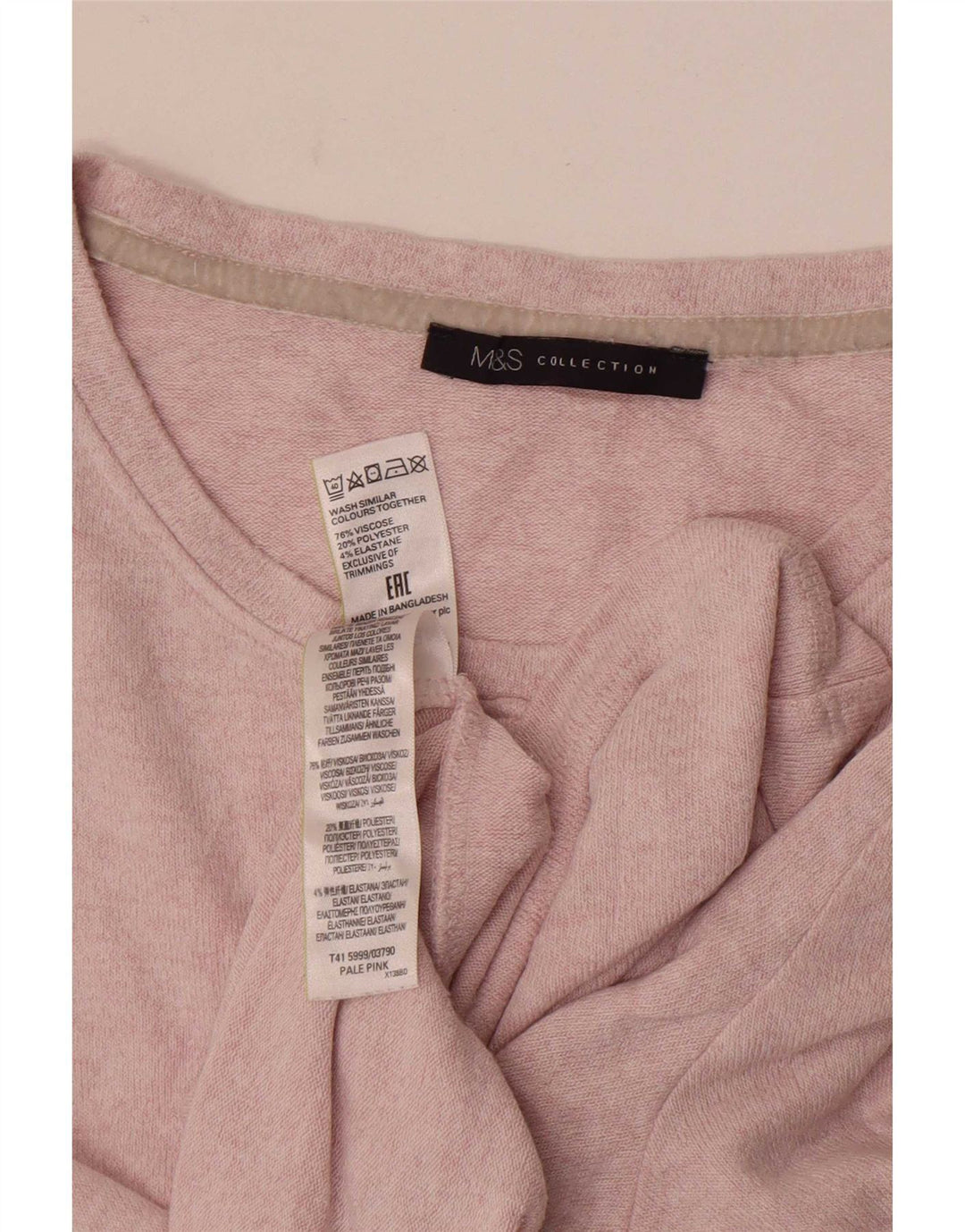 Marks & Spencer Damen T-Shirt Top UK 16 Large Rosa Viskose